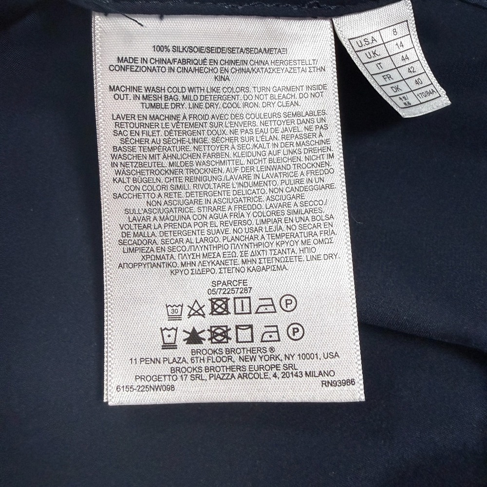 Brooks Brothers 100% Silk Navy Blue Sleeveless Blouse Shell Top Keyhole Womens-8 - Picture 5 of 11